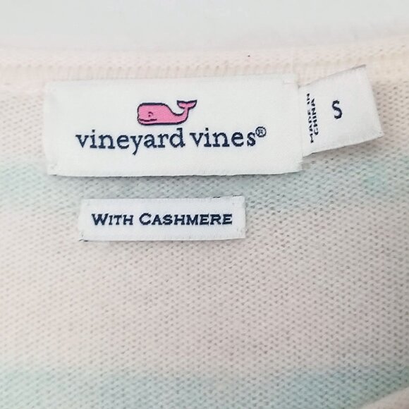Vineyard Vines S Merino Wool Cashmere Multi Stripe Boatneck Sweater Cream $148 - Picture 8 of 16
